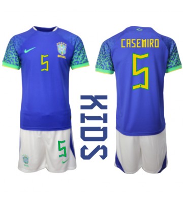 Brasil Casemiro #5 Bortedraktsett Barn VM 2022 Kortermet (+ Korte bukser)